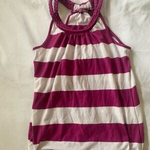 Epic Threads Girls Fuchsia and White Striped Braided Racerback Tank